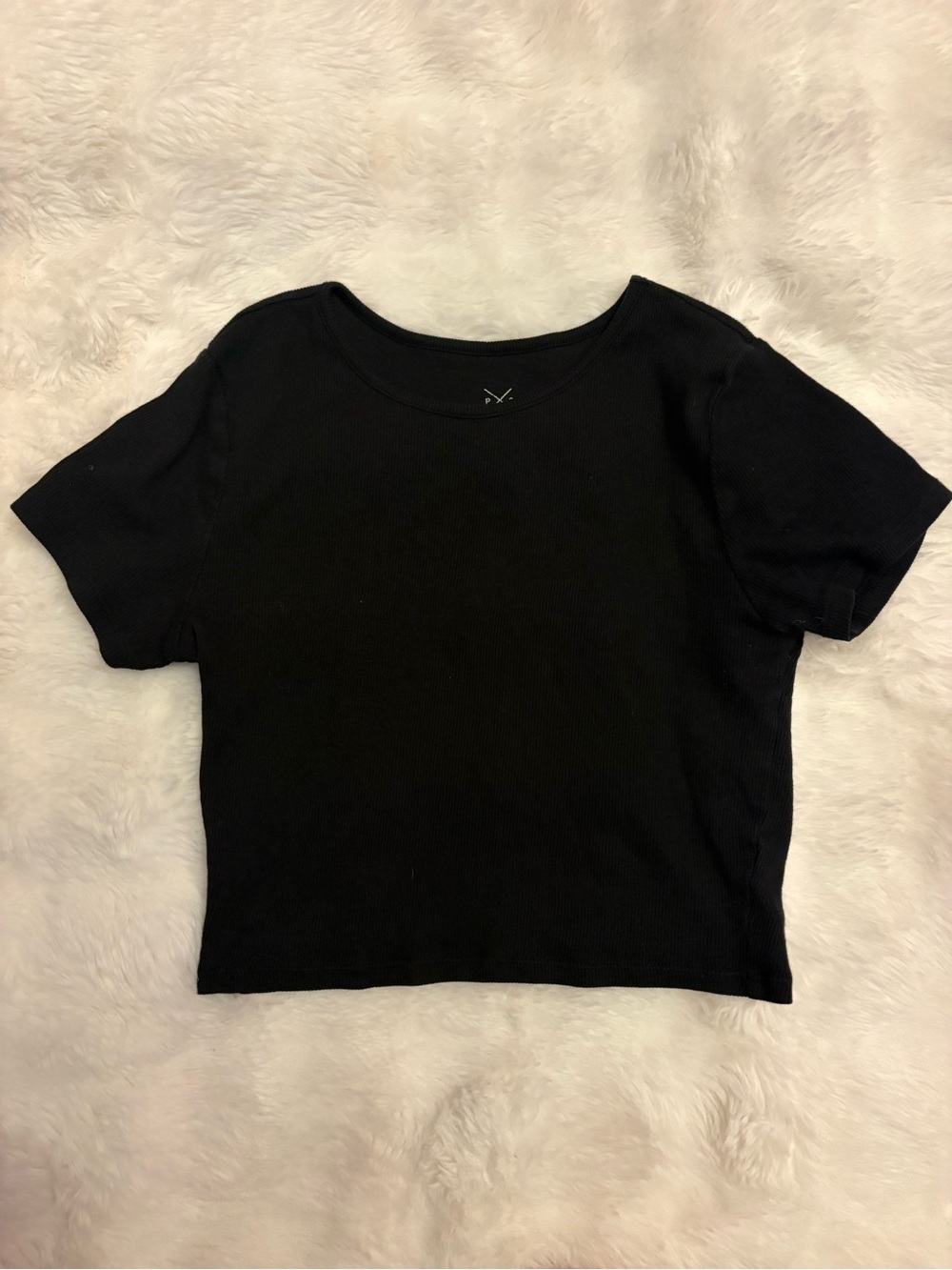 PacSun Black Ribbed Short Sleeve Crop Top